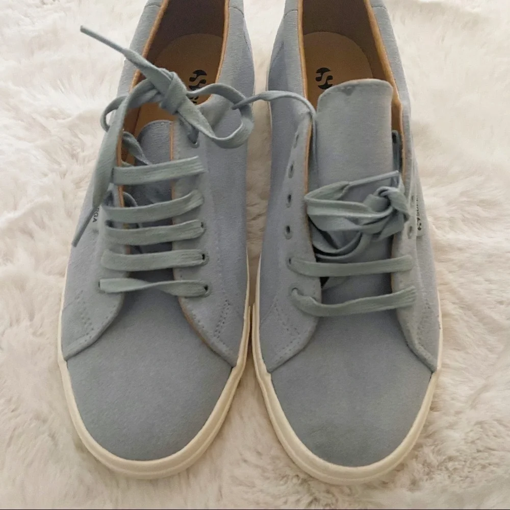 Superga Suede Low Top Baby Blue Suede Sneakers‎